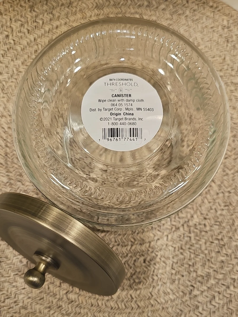 Threshold Small Glass Bath Canister With Brass Lid